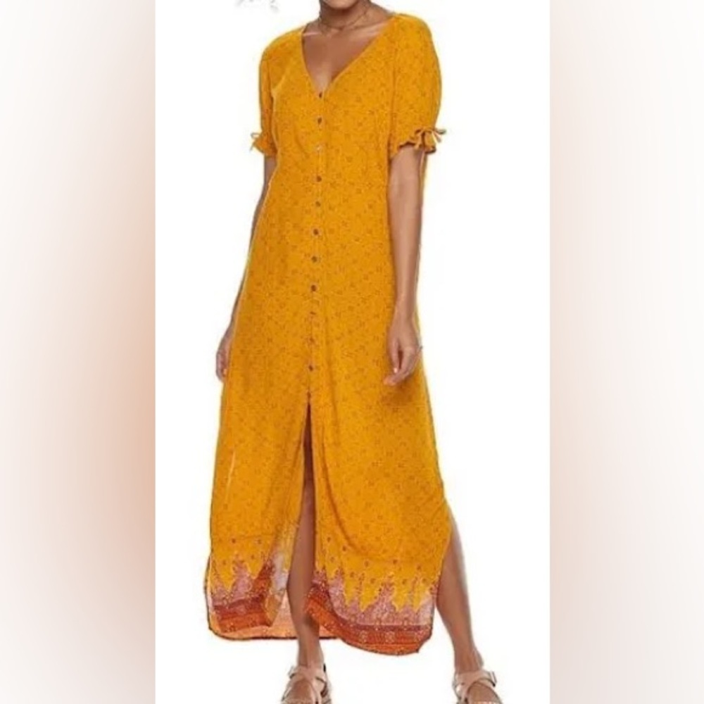 Mudd Mustard Yellow Button Down Dress